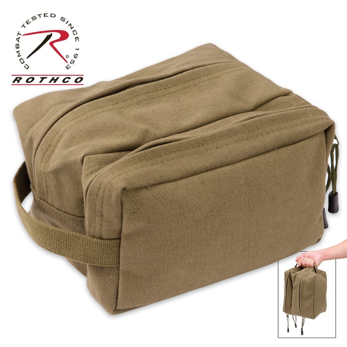 Rothco Dual Compartment Travel Kit - Heavyweight Cotton Canvas - OD Green