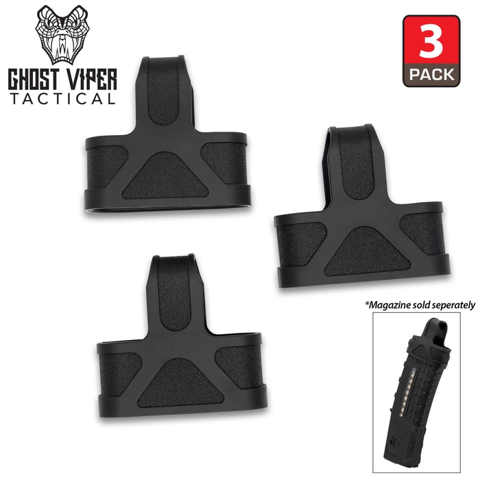 There are three Ghost Viper Tactical Mag-Puller .223 Mag Assists in the package.
