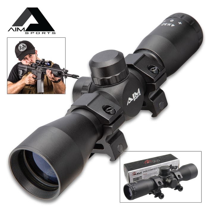 4X32 Compact Mil-Dot Scope With Rings