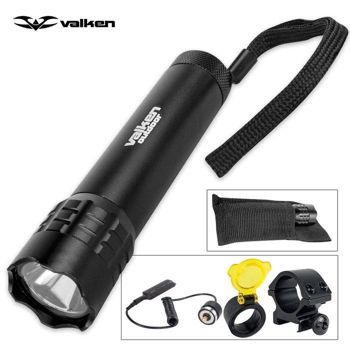 Valken V-Tactical LED Flashlight with Mount, Filter and Remote