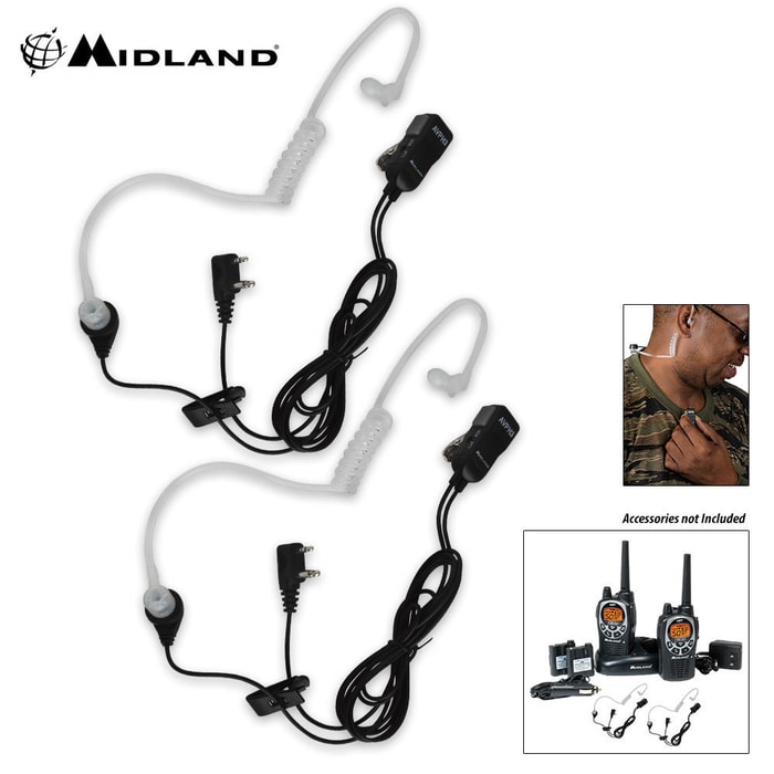 Midland FBI Style Mic With Transparent Coiled Ear Bud