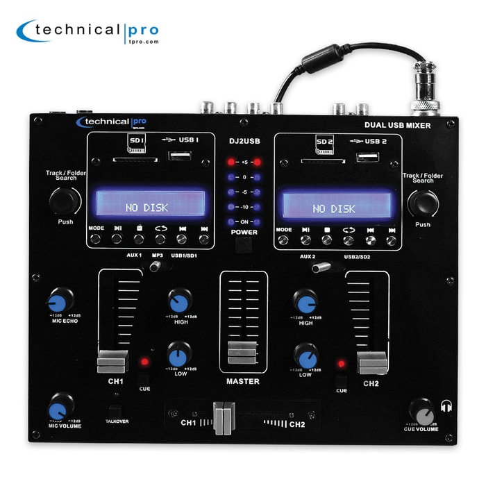 Table Top 2-Channel Dual USB-SD Card Mixer