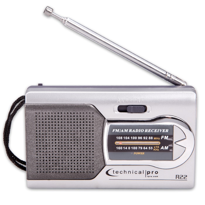 Technical Pro Battery-Powered AM/FM Handheld Radio With Speaker - Manual Tuner, Headphone Jack, Integrated Speaker, Adjustable Antenna