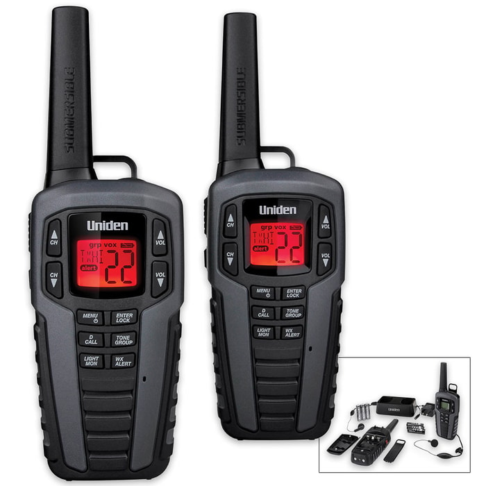 Uniden SX377 22-Channel Waterproof FRS/GMRS Two-Way Radio Set - 37-Mile Range - 2-Pack