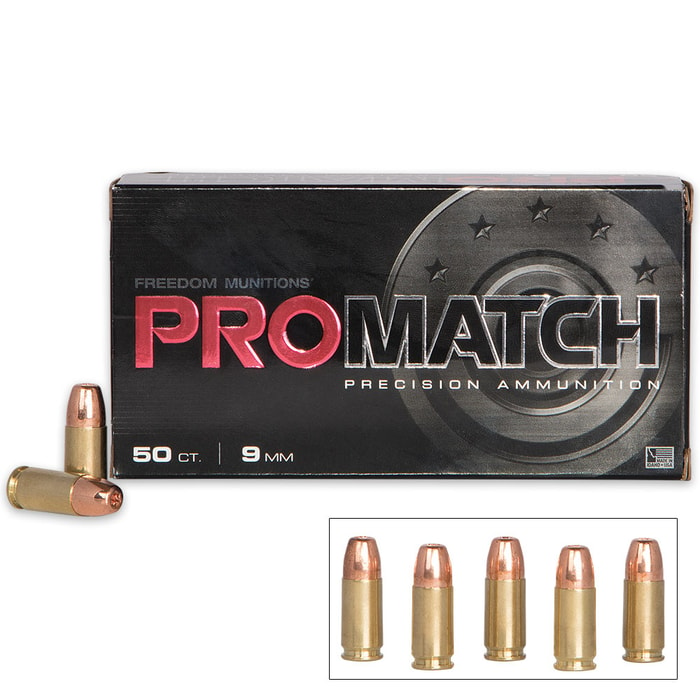Freedom Munitions ProMatch 9mm Luger 135gr HP Ammunition - Box of 50