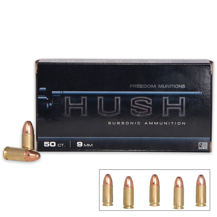 Freedom Munitions HUSH 9mm 165gr RN Rounds - Box of 50