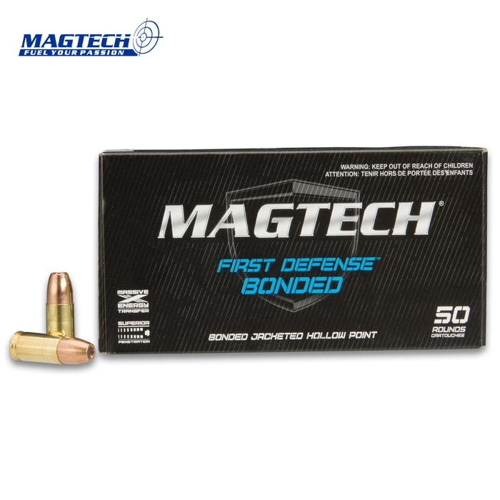 Magtech 9mm / 147gr Luger Bonded Jacketed Hollow Point (JHP) Ammunition - Box of 50 Rounds - Military / Law Enforcement / Competition Grade - Self Defense and More