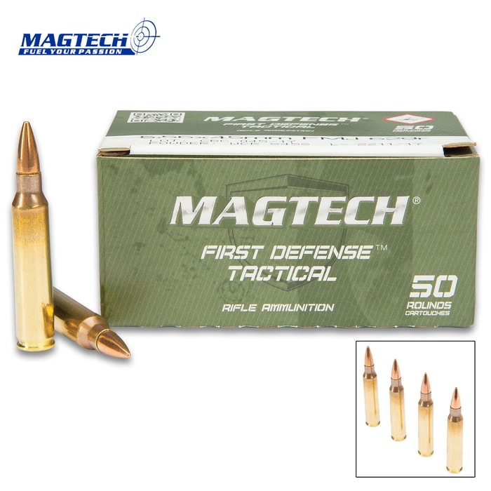 Magtech 5.56 x 45 / 62gr Full Metal Jacket (FMJ) Ammunition - Box of 50 Rounds - Military Law Enforcement Competition Target Match Grade