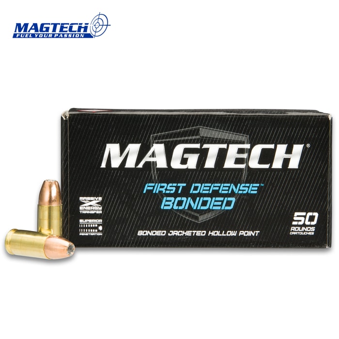Magtech 9mm / 124gr Luger Bonded Jacketed Hollow Point (JHP) Ammunition - Box of 50 Rounds - Military / Law Enforcement / Competition Grade - Self Defense and More