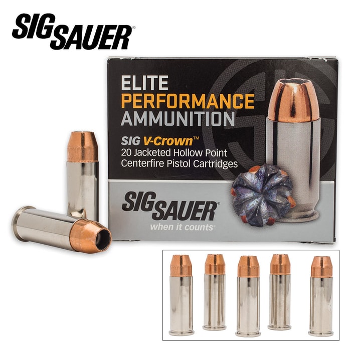 SIG Sauer Elite V-Crown .44 Smith & Wesson Special 200gr Jacketed Hollow Point (JHP) Ammunition - Box of 20
