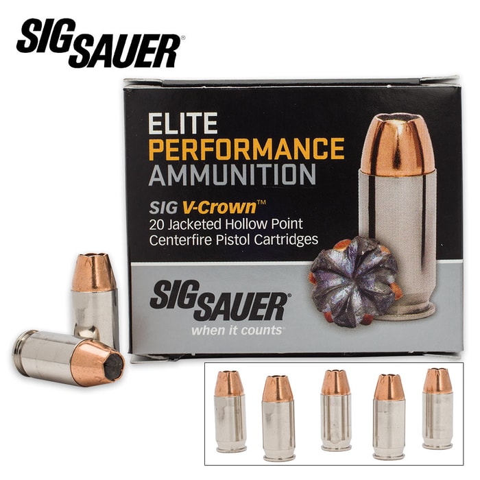 SIG Sauer Elite V-Crown .380 Automatic Colt Pistol 90gr JHP Ammo - Box of 20