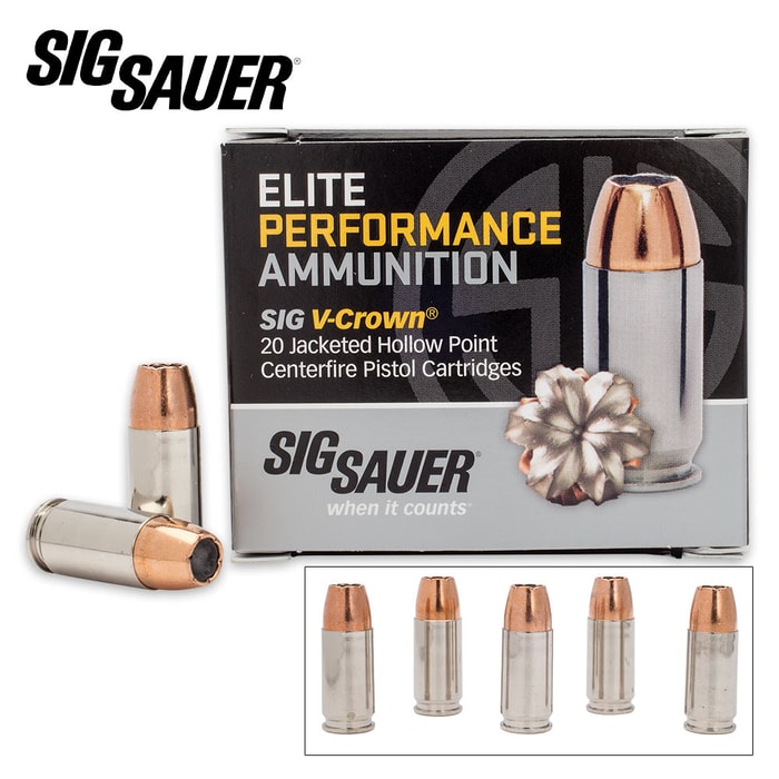 SIG Sauer Elite V-Crown 9 mm Luger 124gr JHP Ammo - Box of 20