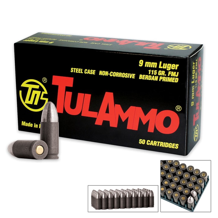 TulAmmo 9mm Luger (9x19) 115 Grain Pistol Ammo