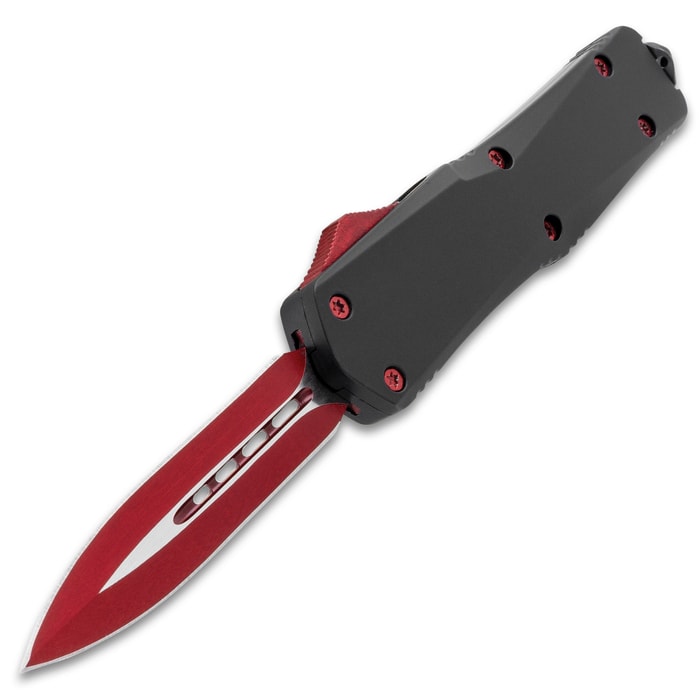 Red Double Edged OTF Knife Stainless Steel