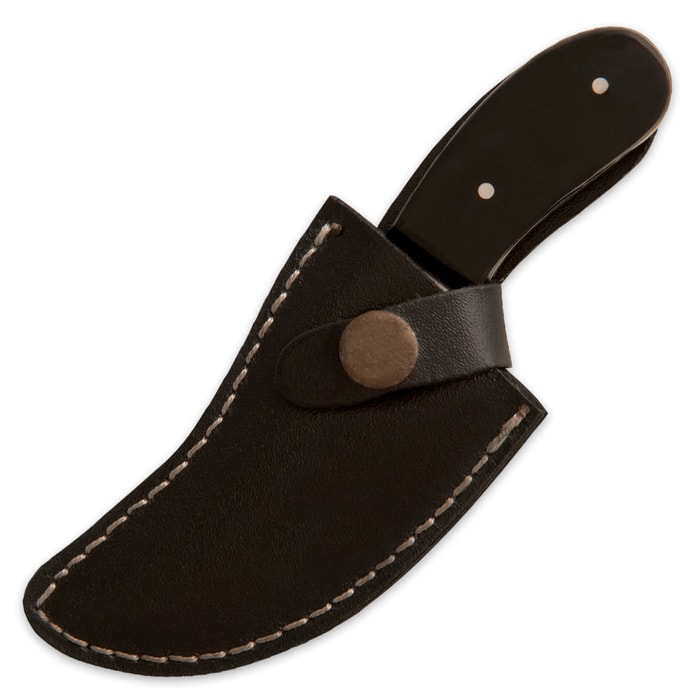 Deer Skinner Knife w/Finger Hole & Leather Sheath - Hero Outdoors