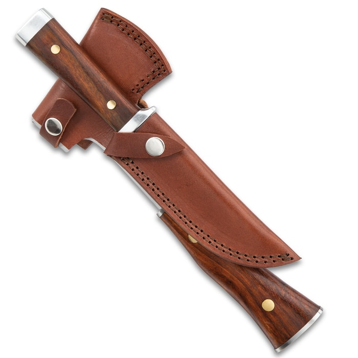 Belt Sheath for 12 Fixed-Blade Knives, Brown Leather 16 Overall