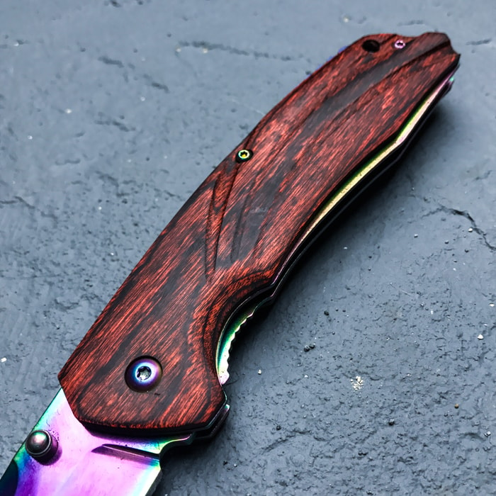 8 Rainbow Color Tactical Wolf Handle Spring Assisted Open Folding Pocket  Knife