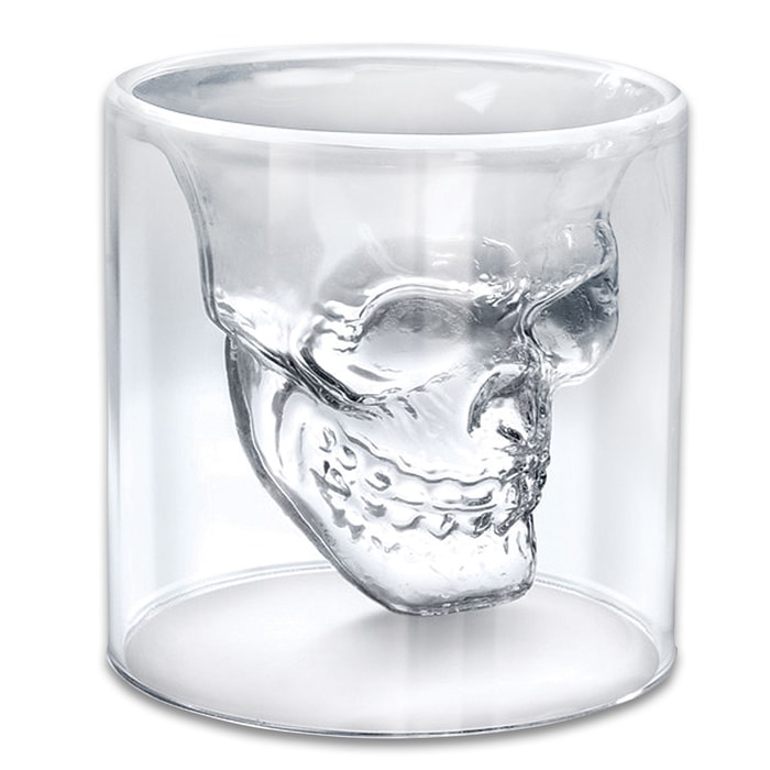 Glass Skull Double Shot Glasses - Set of 2