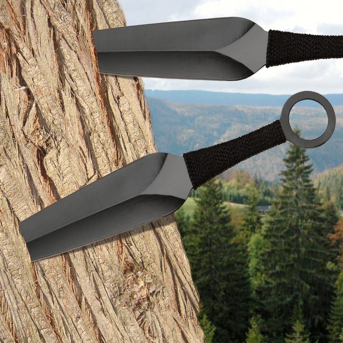 3PC 7.25 NINJA KUNAI TACTICAL Double Edged Throwing Knife Set + Sheat –  KCCEDGE