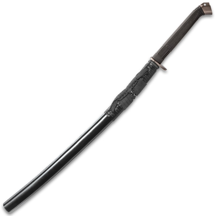 Decorative katana with black scabbard with dragon and black hilt -  78-15343N - Amont