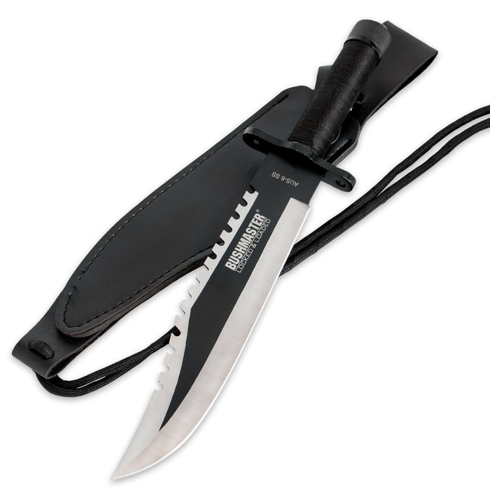 26 Fixed Blade Sawback Machete with a Survival Fire Starter, for