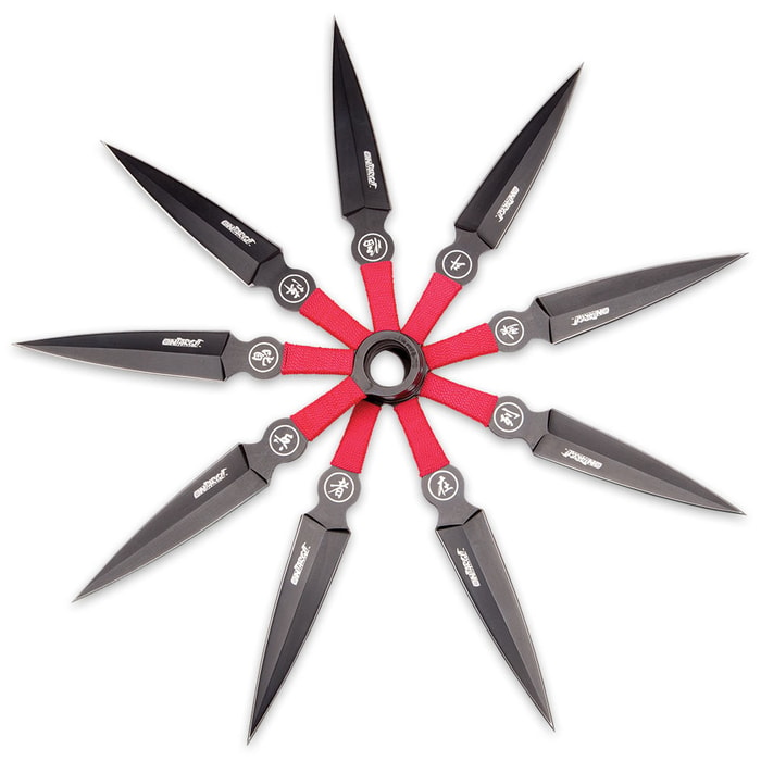 Red Venom Throwing Knives - Red Throwing Knife Set - Steel