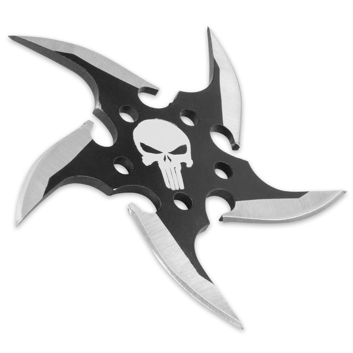 Razor Skull Ninja Stars - Punisher Skull Steel Shuriken - 3 Point