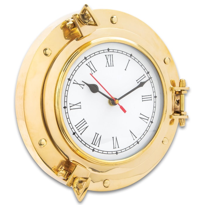 Nautical Porthole Clock Solid Antique Brass Ships 9 Inch Maritime Clocks