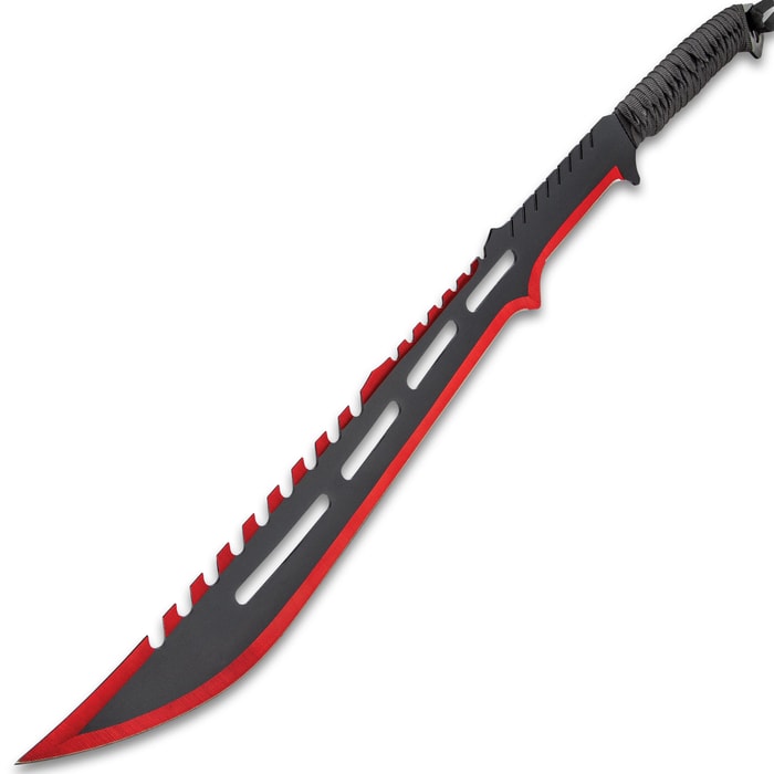 Red Blade Kunai Ninja Sword - Full Tang Sword - Ninja Sword with Throwing  Knives