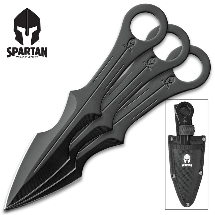 Black Legion Ninja Bag of Tricks - Knife, Push Dagger, Spikes, Caltrops  in Nylon Sheath