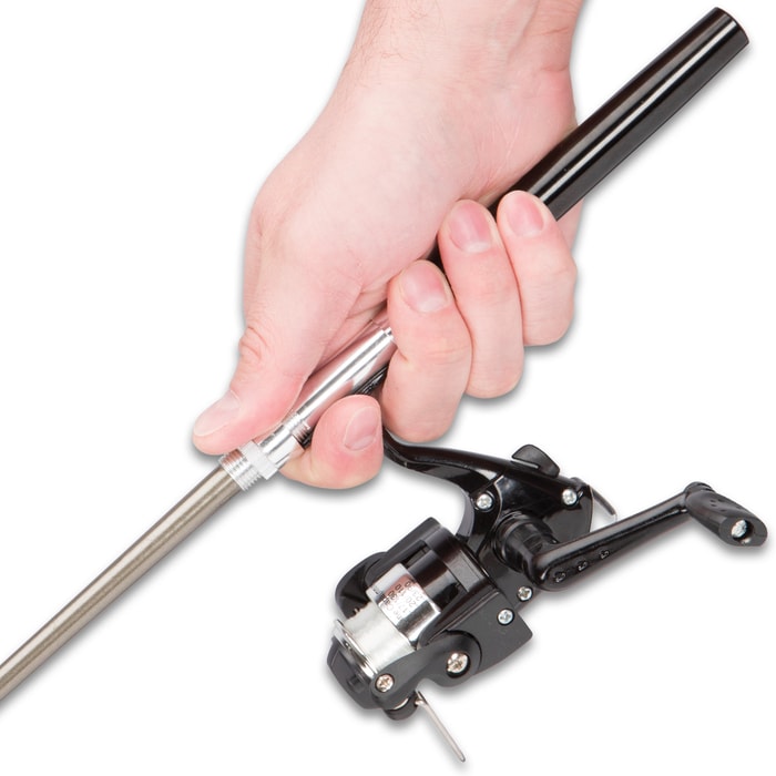 Black Aluminum Alloy Fishing Rod Pen and Full Size Reel 
