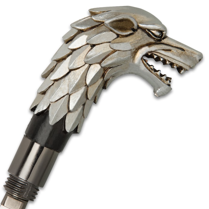 Antique Wolf Head Sword Cane – Stainless Steel Blade, Cold Cast Resin Handle,  Aluminum Shaft, Rubber Toe – Length 36 1/4”