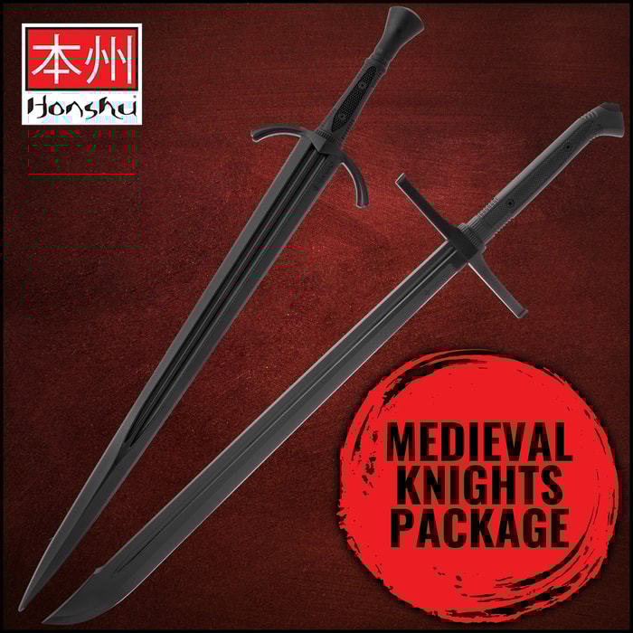 Full image of the Honshu Single Hand Broadsword and Messer Training Sword included in the Medieval Knights Package.