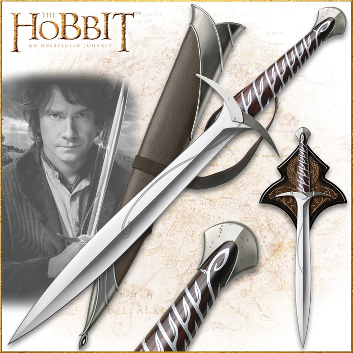 Full image of the Sting Sword and Scabbard included in the Hobbit Bilbo Collection.