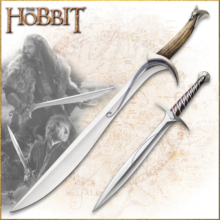 This image shows Orcrist's sword lying beside Sting sword.