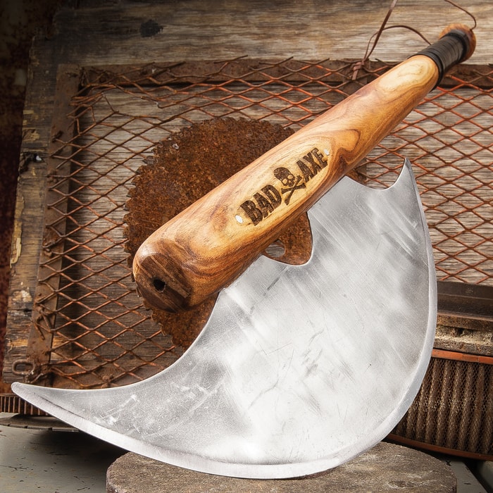 Bad Axe Bat - Stainless Steel Axe Blade, Wooden Baseball Bat Handle, Stainless Steel Pins - Length 33”