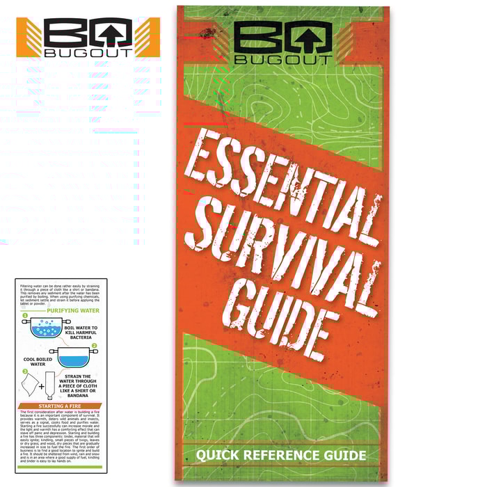 BugOut Essential Survival Quick Reference Guide - Compact Folding Guide, Laminated, Detailed Illustrations, Easy-To-Follow Instructions