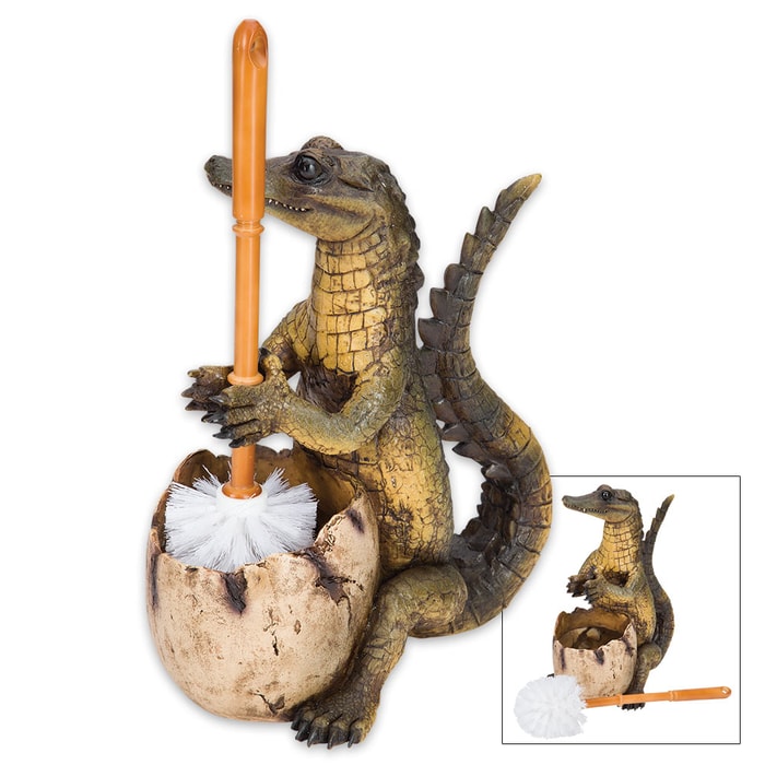 The Toilegator - Crocodile Toilet Brush Holder / Resin Sculpture