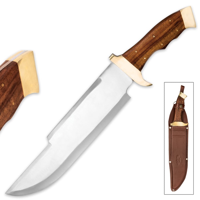 Massive Big Foot Bowie Knife And Leather Sheath