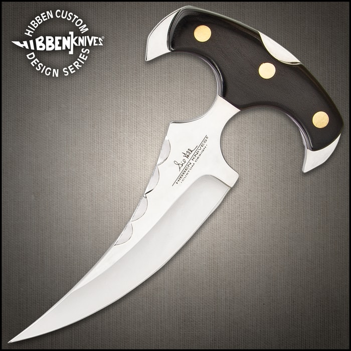 Hibben Vulcan Push Dagger With Sheath - 5Cr13 Stainless Steel Blade, Pakkawood Handle Scales, Nickel Silver Pins - Length 7”
