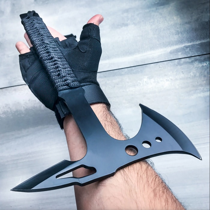 Ridge Runner Tactical Tomahawk Throwing Axe And Sheath - Stainless Steel Construction, Cord-Wrapped Handle - Length 15"