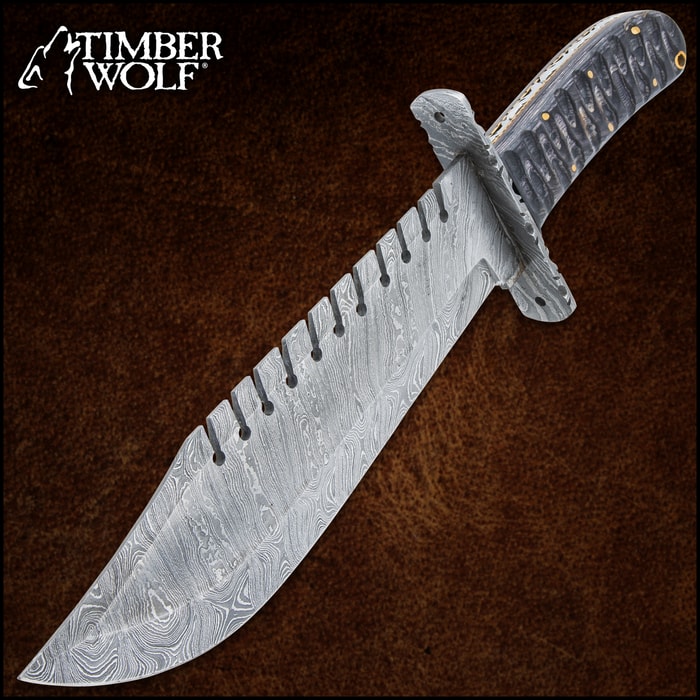 The Timber Wolf Shark Back Knife in and out of its sheath