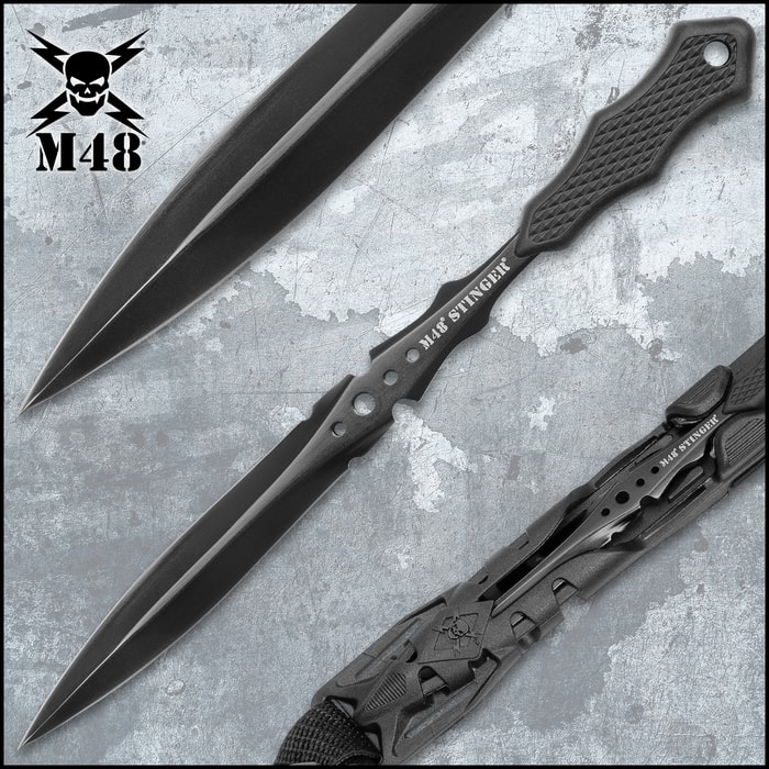 M48 Stinger Urban Dagger Black With Harness Sheath