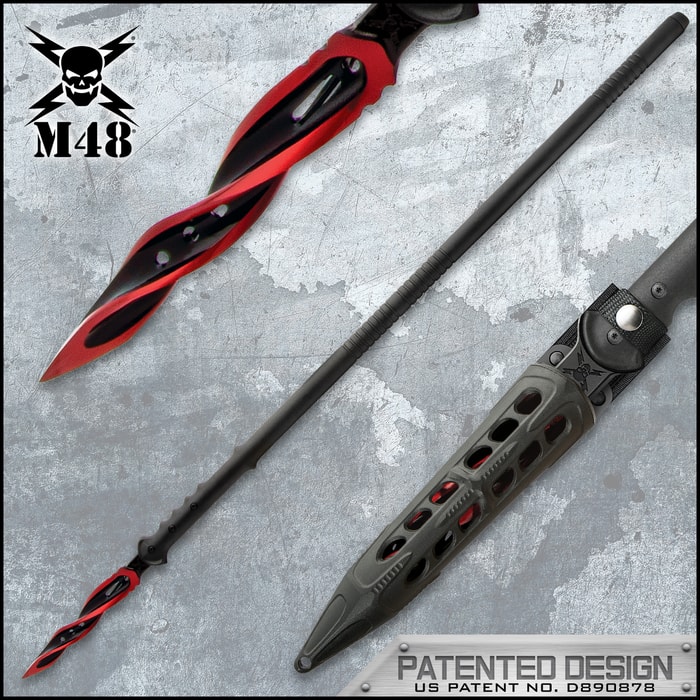 M48 Cardinal Sin Cyclone Spear With Vortec Sheath - Cast Stainless Steel Blade, Reinforced Nylon Handle - Length 45 1/2”