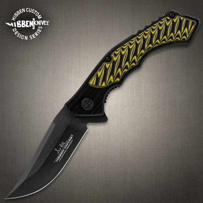 The Gil Hibben Whirlwind Yellow Jacket shown open and closed