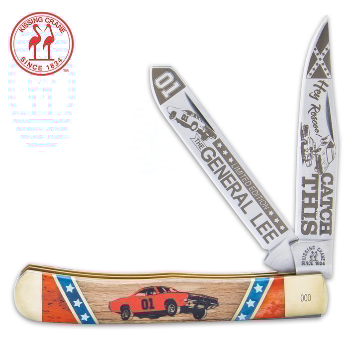 “Just the good ole boys” want this Kissing Crane trapper pocket knife, which pays tribute to that iconic bright orange Charger, “The General Lee”\