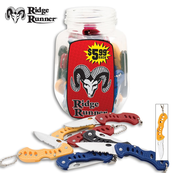 Ridge Runner Jar of Pocket Knives - 36 Knives in Counter Display Jar