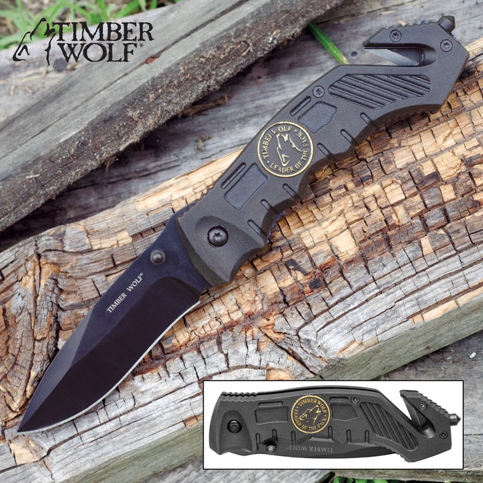 Timber Wolf Assist Rescue Black Folding Knife