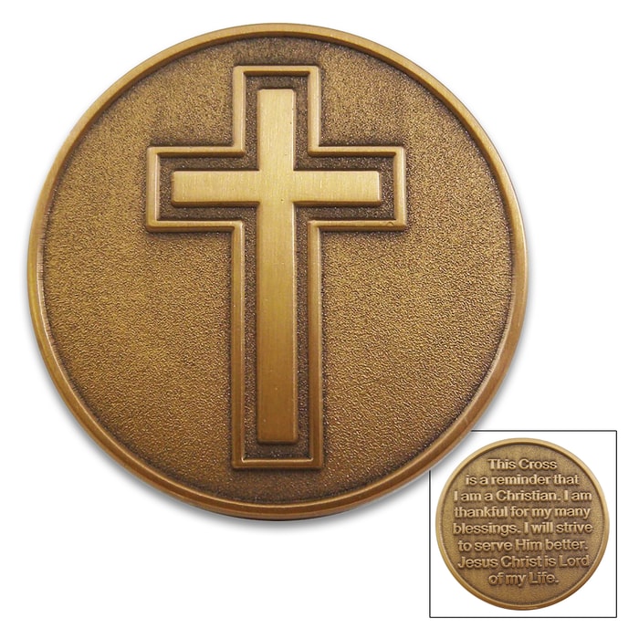 The Cross Coin displayed from the front
