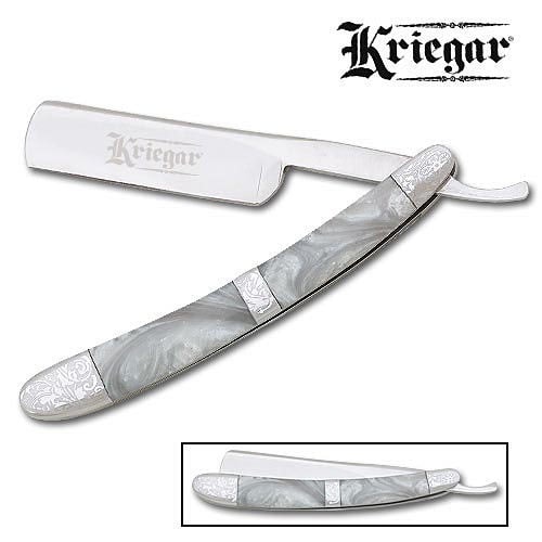 Kriegar Pearl Razor Folding Knife with Elegant ScrollWork